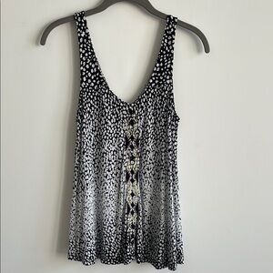 Jessica Simpson Black and White Animal Print Tank Top